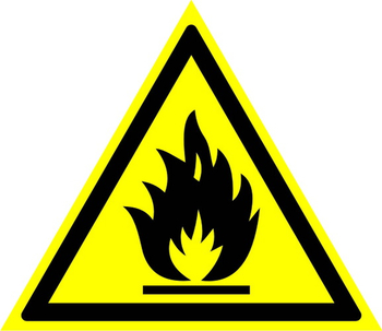 W01 пожароопасно! легковоспламеняющиеся вещества (пленка, сторона 200 мм) - Знаки безопасности - Предупреждающие знаки - магазин "Охрана труда и Техника безопасности"